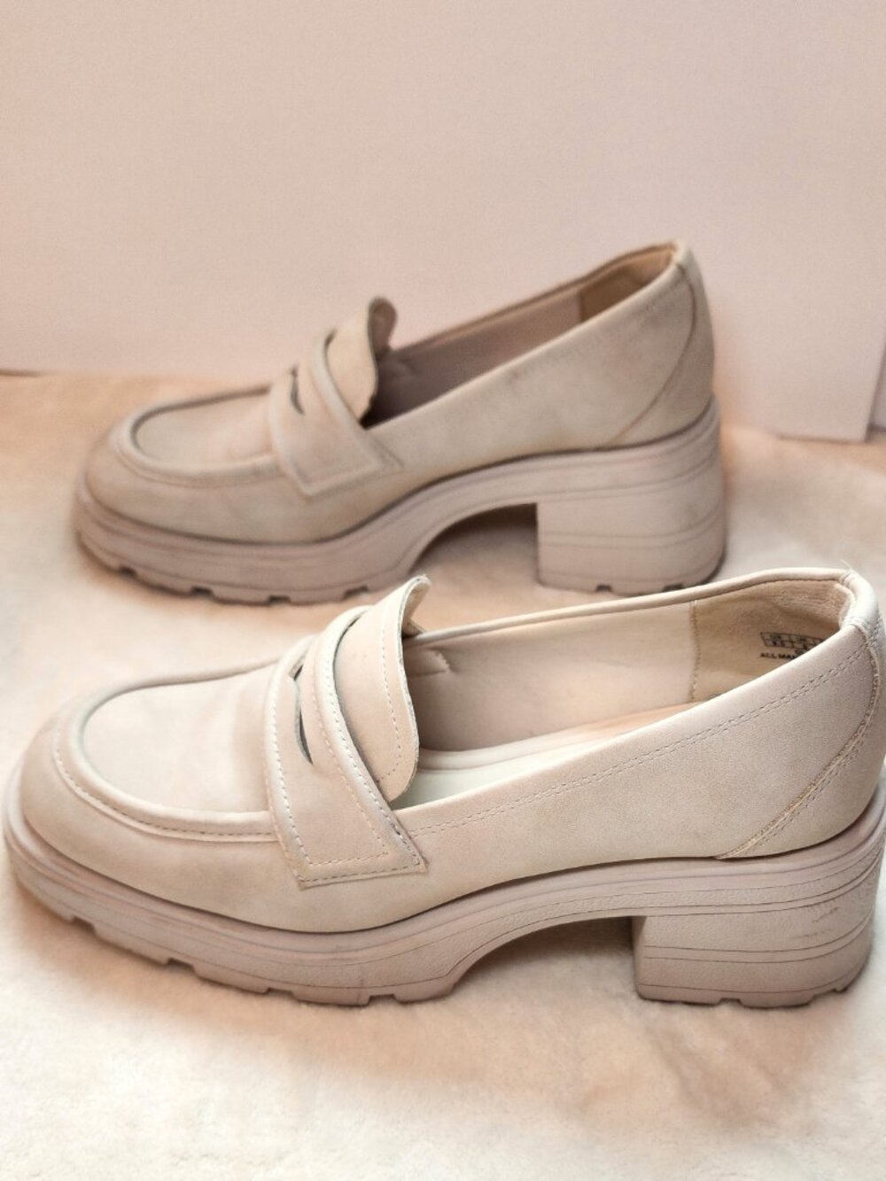 Chunky Cream Suede Loafers - Picture 2 of 10